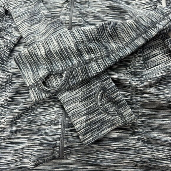 Athleta Womens XL Black White Gray Stripe Yoga Full Zip Fitted Hoodie Jacket - Picture 4 of 6